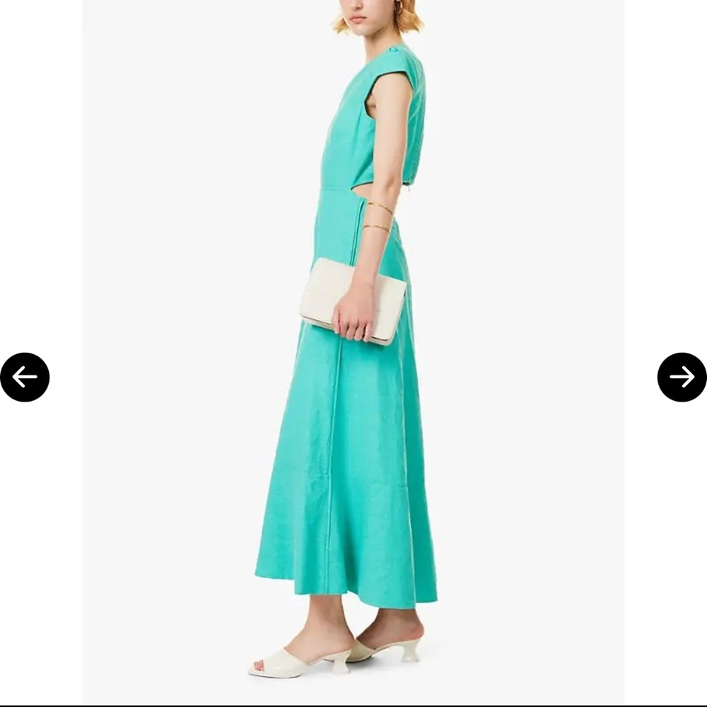 ME+EM NWOT Cotton Pop Woven Floral Jacquard Maxi Cut Out Dress Menthol green 12 - Picture 6 of 13